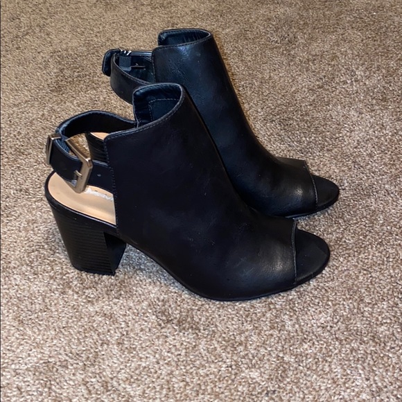 Rampage Shoes - Black Open Toe Booties